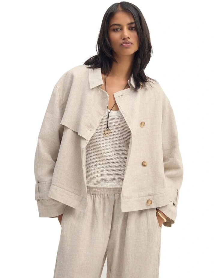 Griffin Linen Bomber in Oat image 4