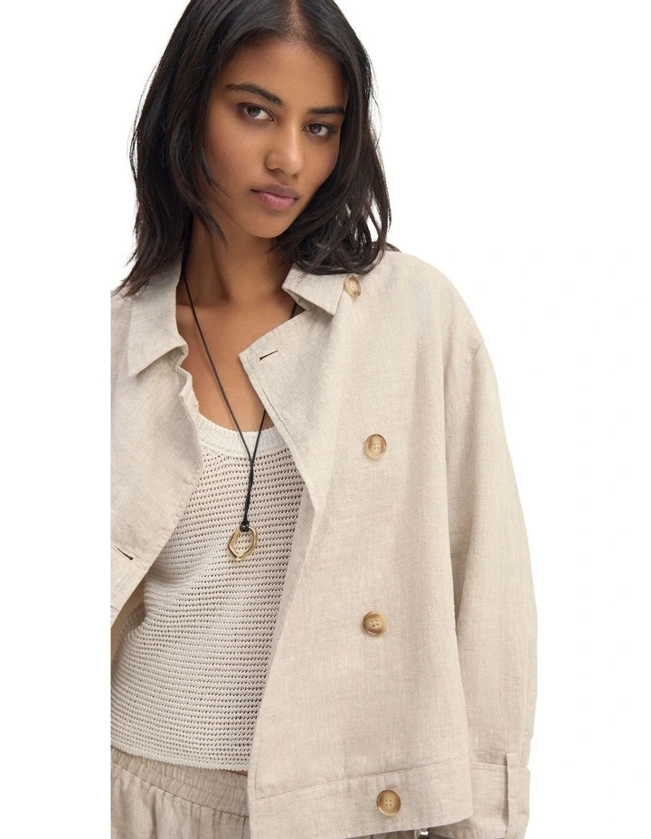 Griffin Linen Bomber in Oat image 7