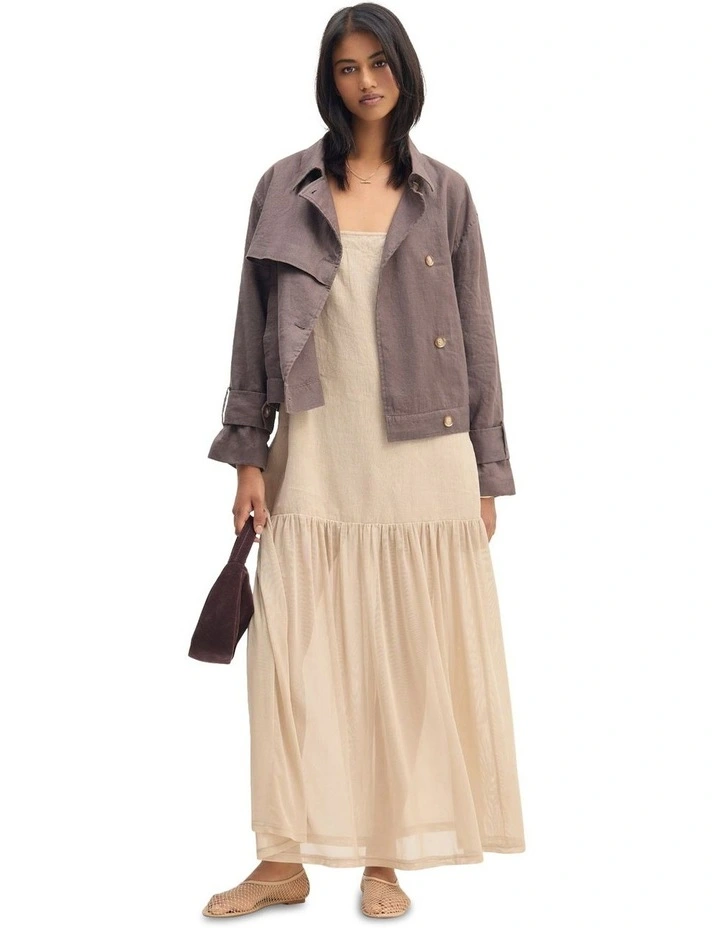 Griffin Linen Bomber Jacket in Chocolate image 4