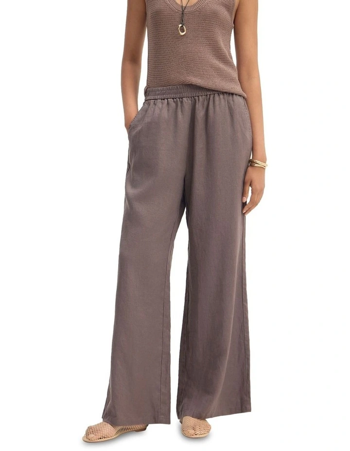 Chantel Linen Pant in Chocolate image 1