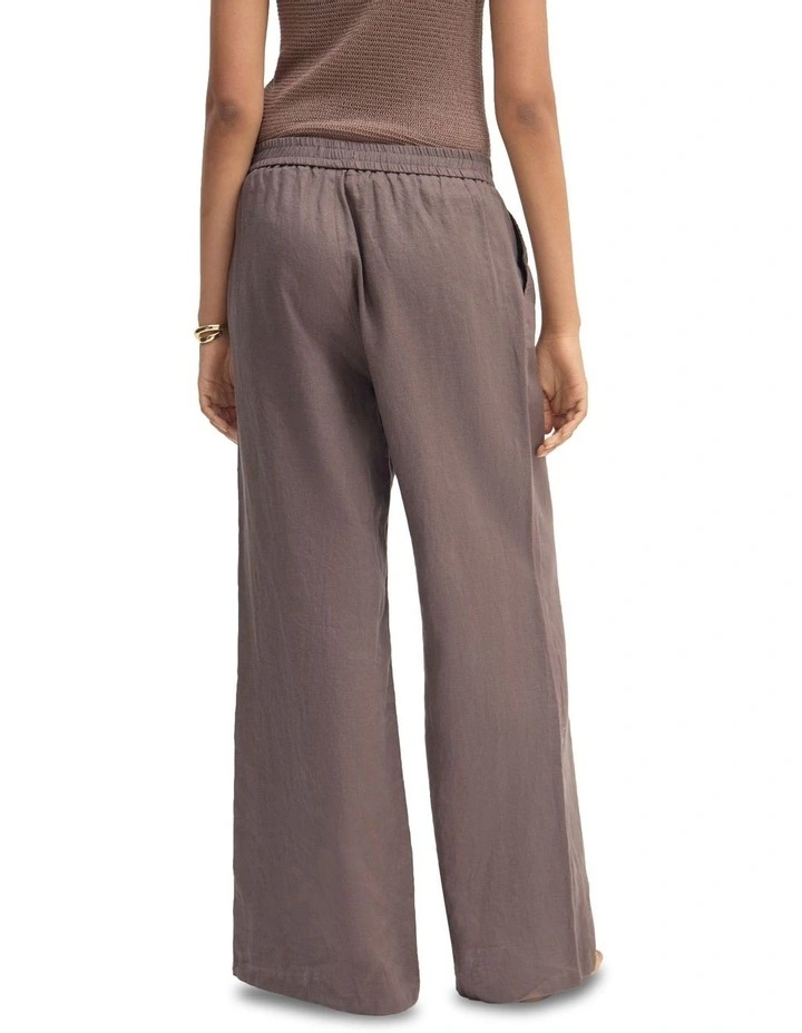 Chantel Linen Pant in Chocolate image 2