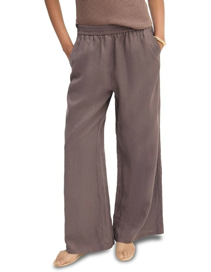 Chantel Linen Pant in Chocolate image 4