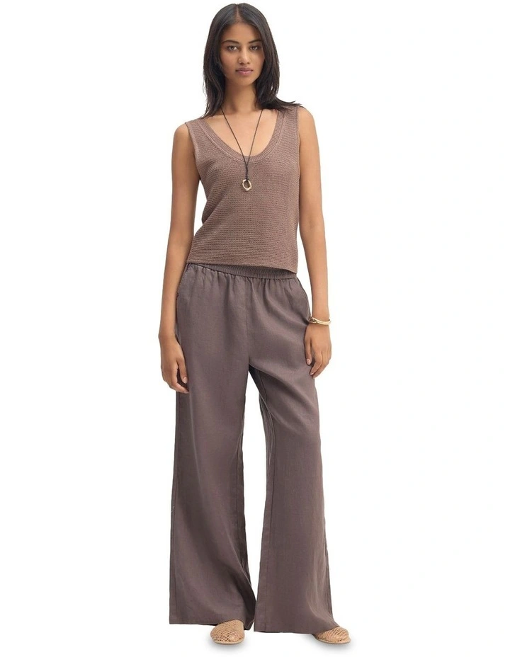 Chantel Linen Pant in Chocolate image 5