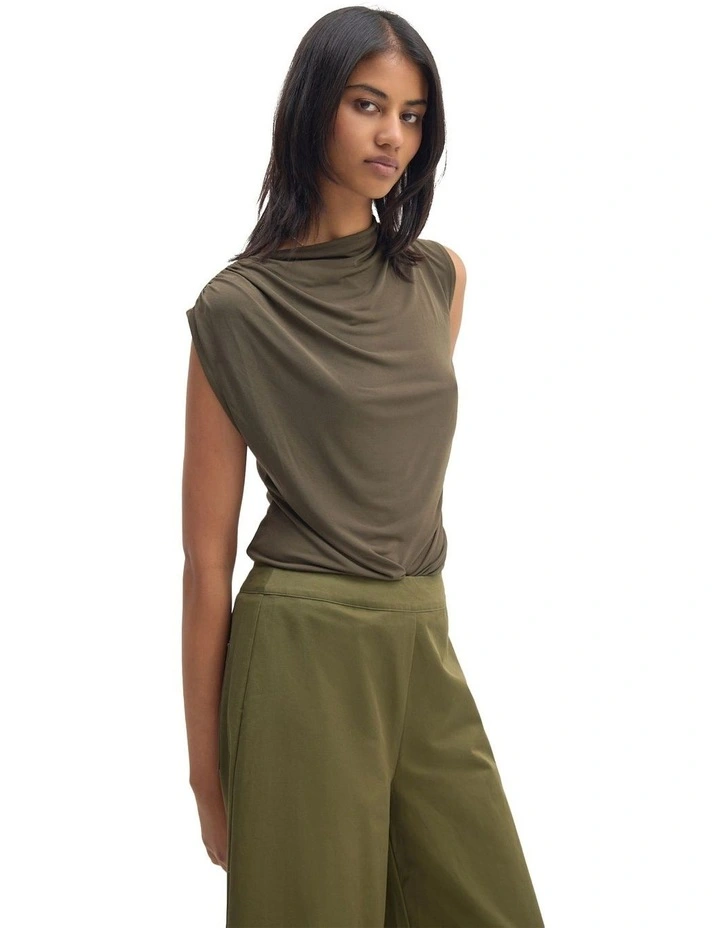 Astrid Jersey Top in Olive image 3