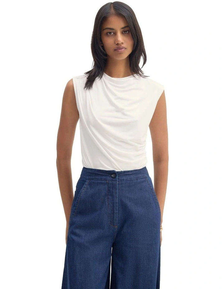 Astrid Jersey Top in White image 4