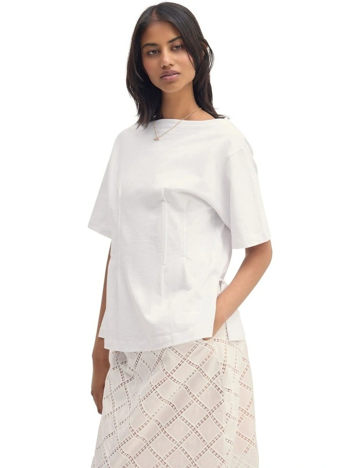 Lana Jersey Top in White image 3