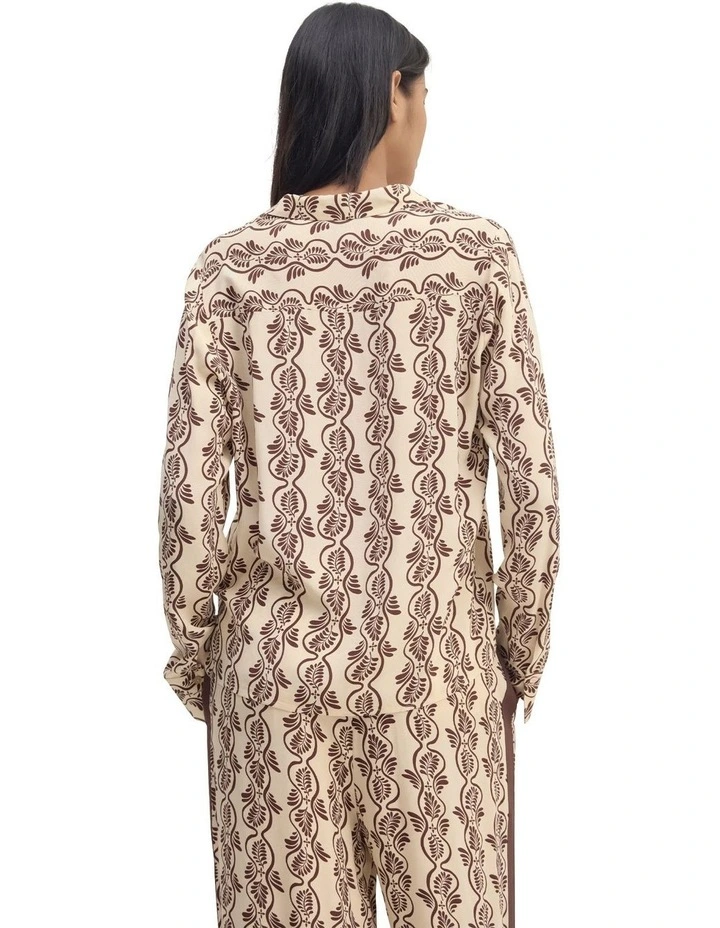 Poppy Printed Shirt in Ecru/Chocolate image 2