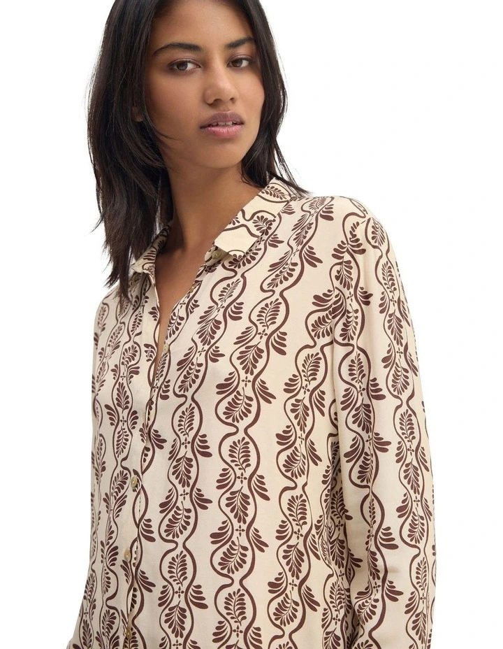 Poppy Printed Shirt in Ecru/Chocolate image 4