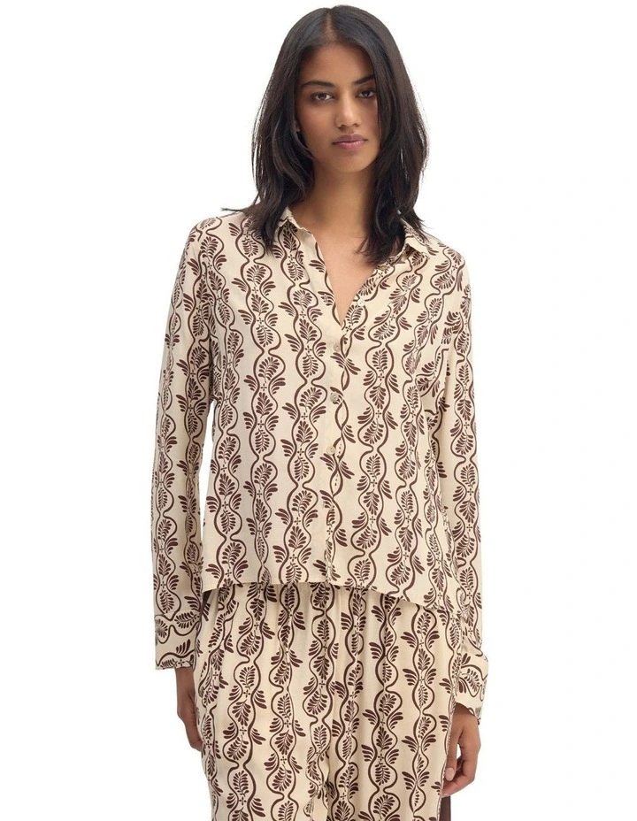 Poppy Printed Shirt in Ecru/Chocolate image 5
