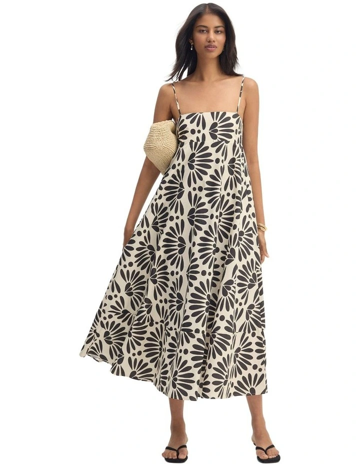 Jessica Cotton Printed Dress in Black/White image 1