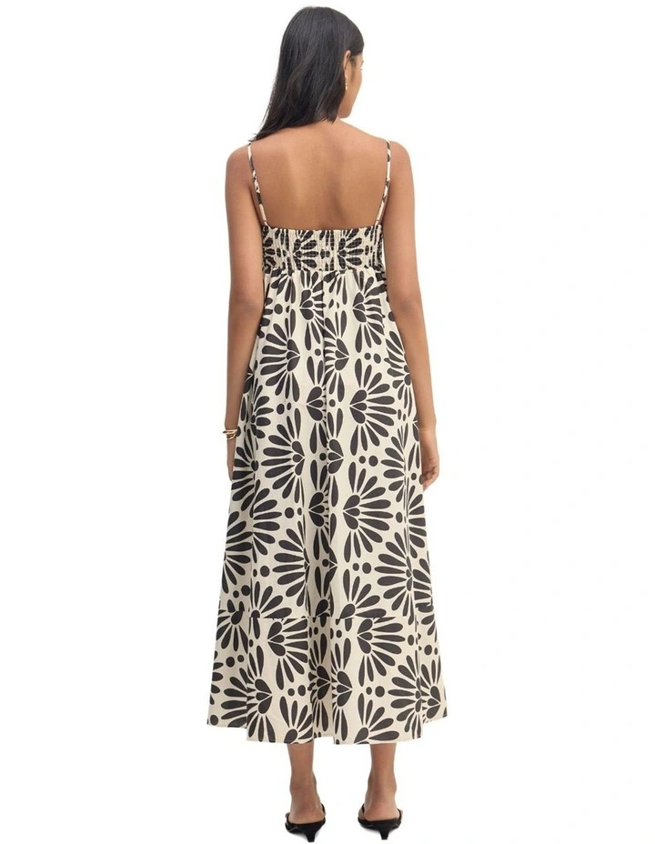 Jessica Cotton Printed Dress in Black/White image 2