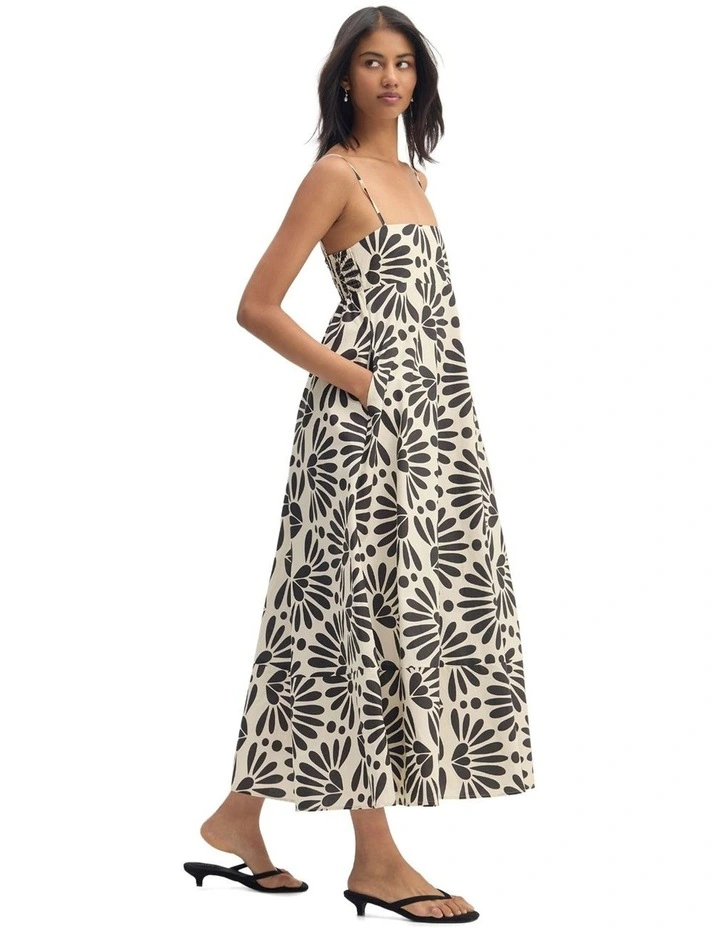 Jessica Cotton Printed Dress in Black/White image 3