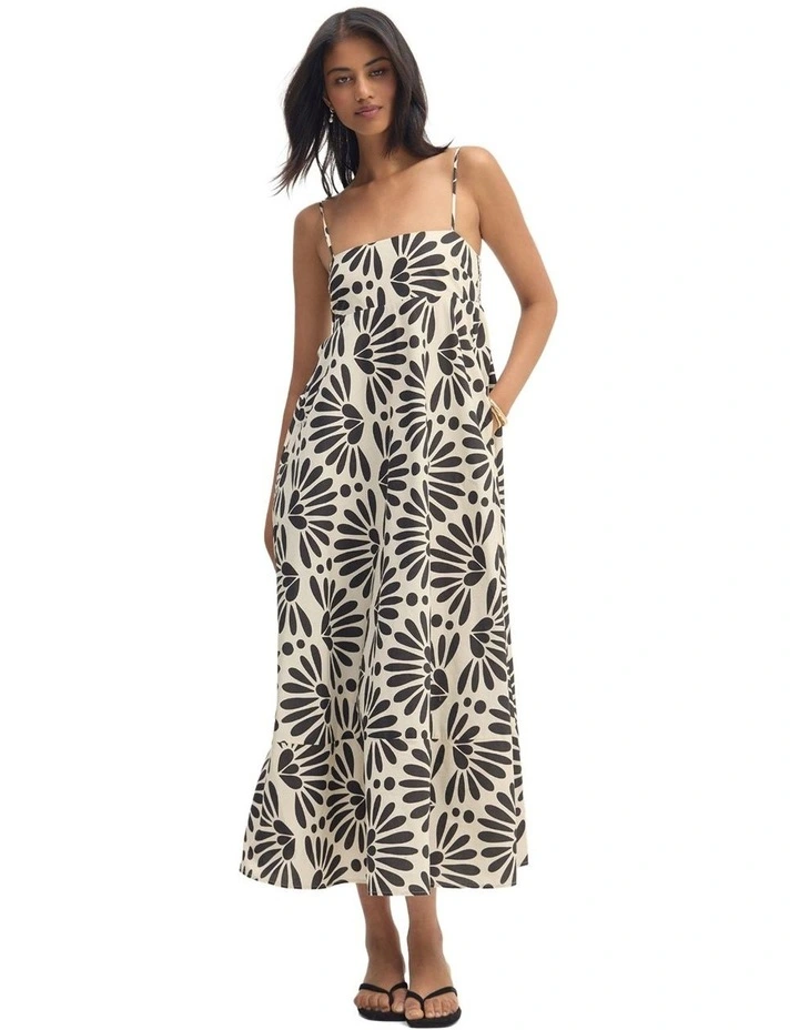 Jessica Cotton Printed Dress in Black/White image 5