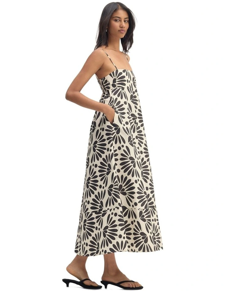Jessica Cotton Printed Dress in Black/White image 6