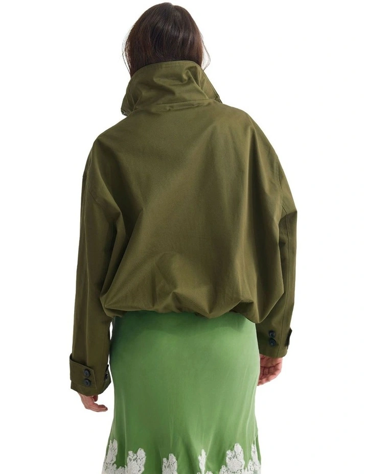 Stevie Cotton Bomber Jacket in Olive image 2