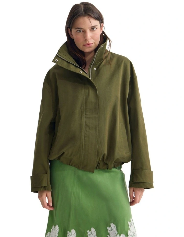 Stevie Cotton Bomber Jacket in Olive image 5