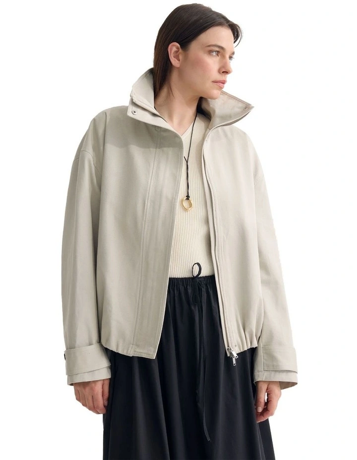 Stevie Cotton Bomber Jacket in Stone image 3
