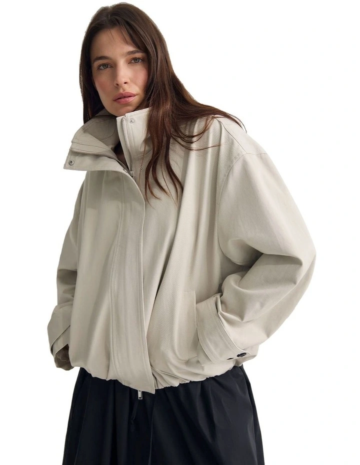 Stevie Cotton Bomber Jacket in Stone image 4
