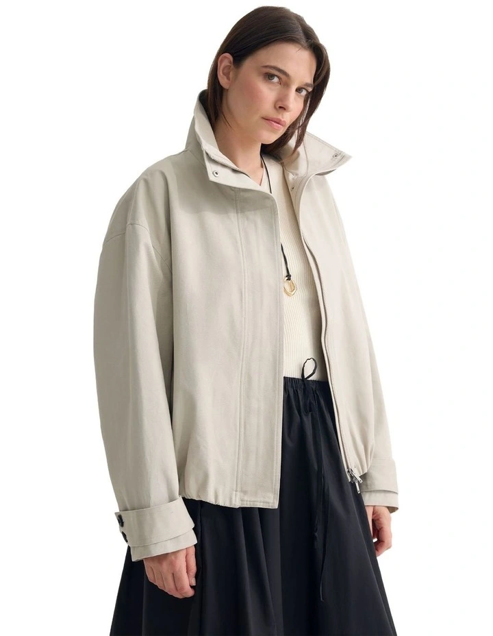 Stevie Cotton Bomber Jacket in Stone image 5