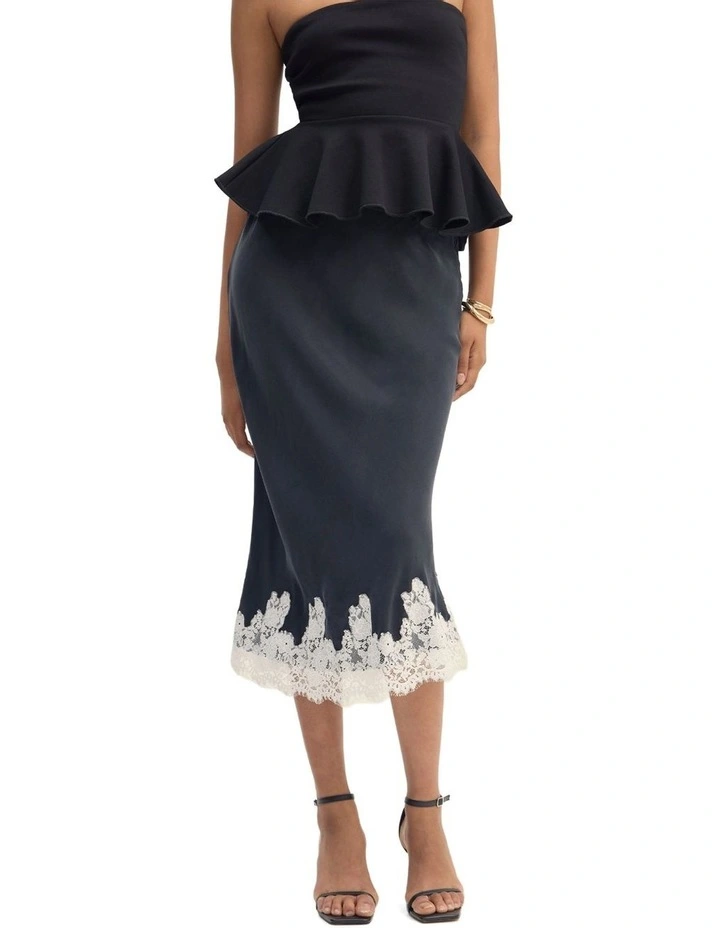 Frieda Lace Trim Skirt in Black image 1