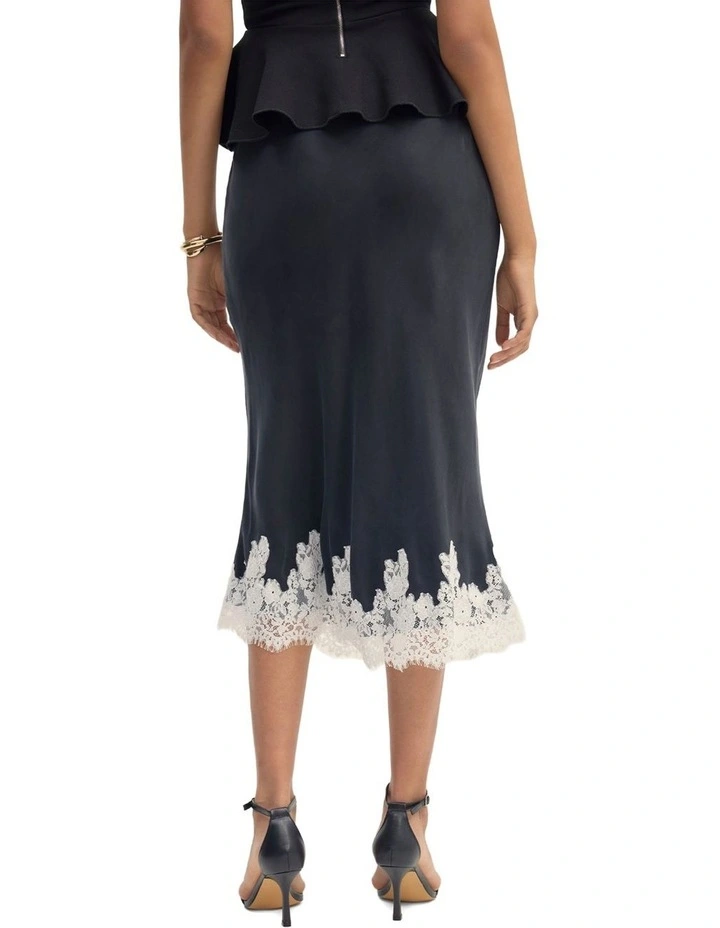 Frieda Lace Trim Skirt in Black image 2