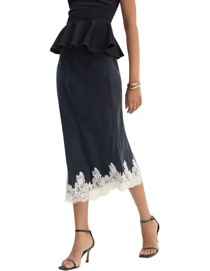 Frieda Lace Trim Skirt in Black image 3