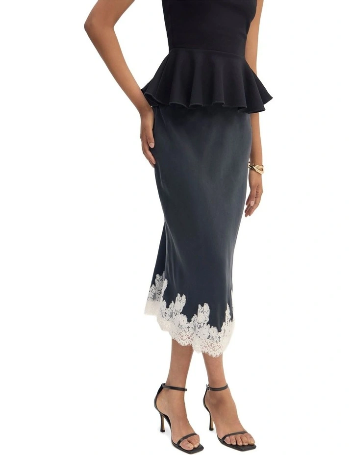 Frieda Lace Trim Skirt in Black image 4