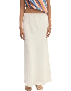 Kacie Linen Bias Skirt in White