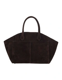Riley Suede Tote Bag in Chocolate