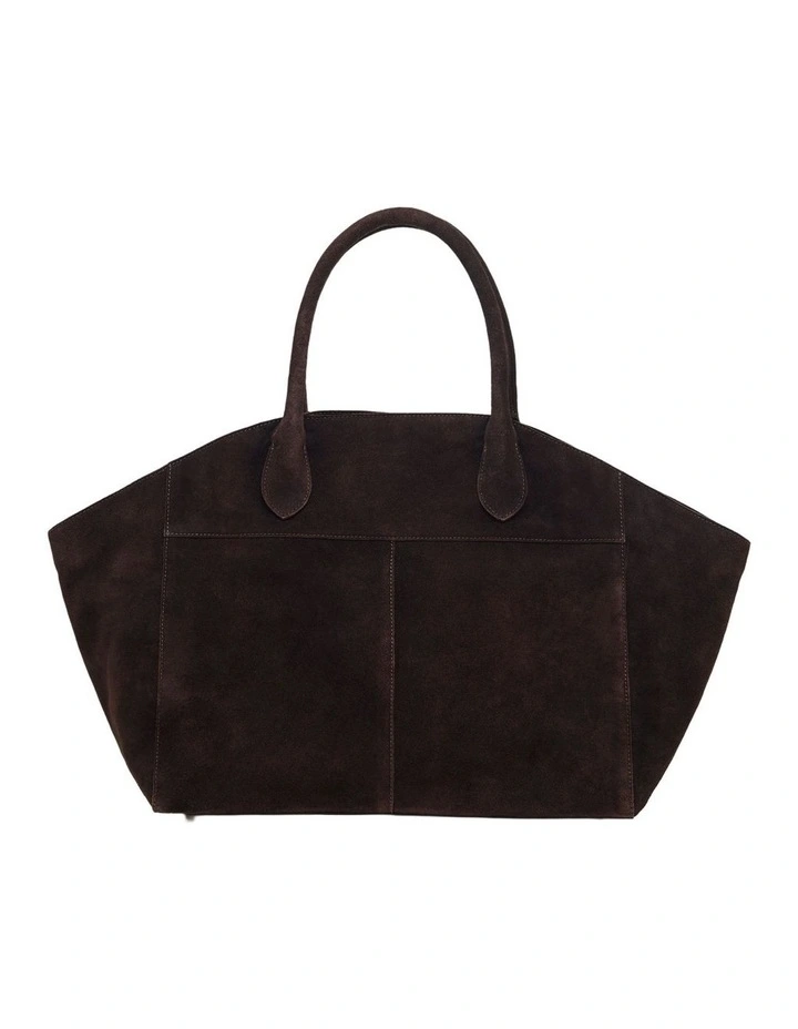 Riley Suede Tote Bag in Chocolate image 1