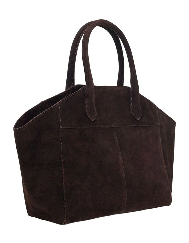 Riley Suede Tote Bag in Chocolate image 2