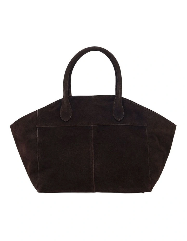 Riley Suede Tote Bag in Chocolate image 3