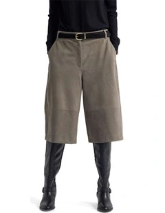 Kiera Suede Bermuda Shorts in Grey