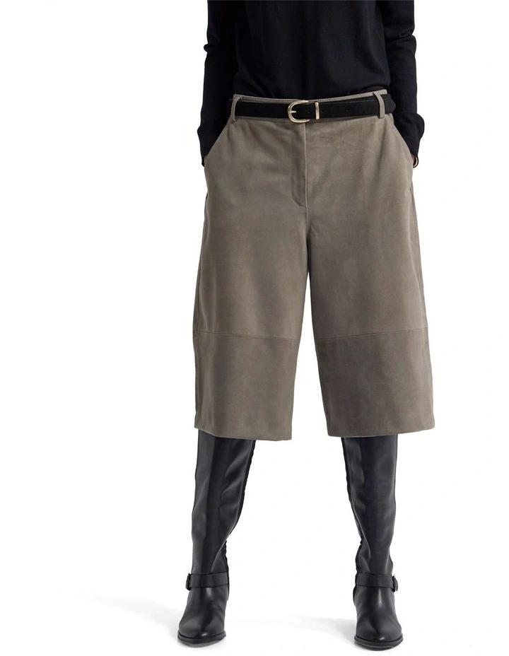 Kiera Suede Bermuda Shorts in Grey image 1
