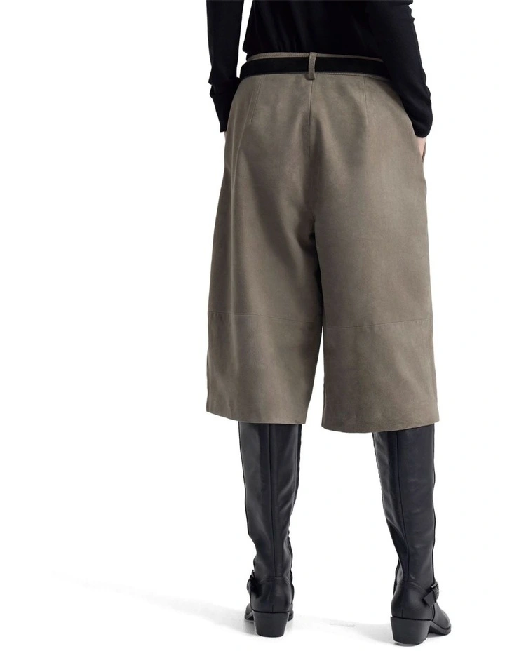 Kiera Suede Bermuda Shorts in Grey image 2