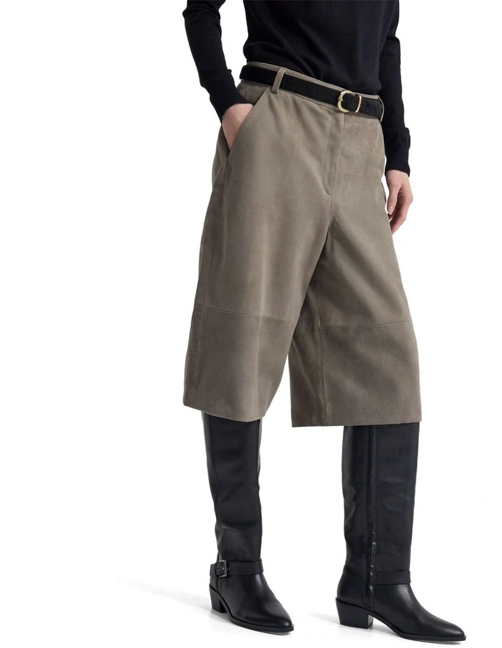 Kiera Suede Bermuda Shorts in Grey image 3