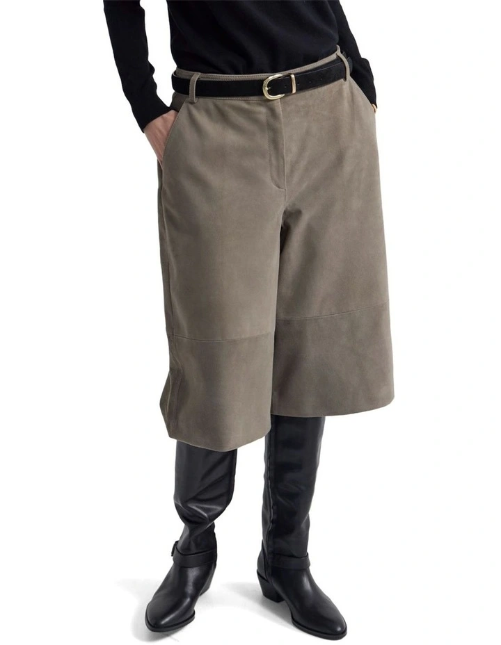 Kiera Suede Bermuda Shorts in Grey image 4