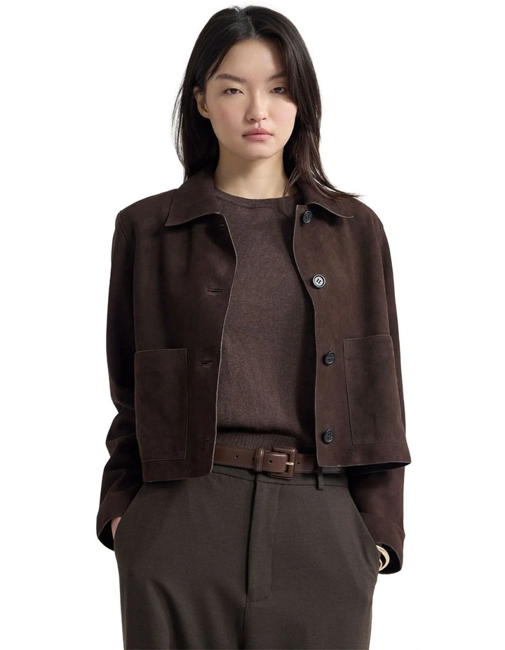 Jayde Suede Jacket in Chocolate image 1