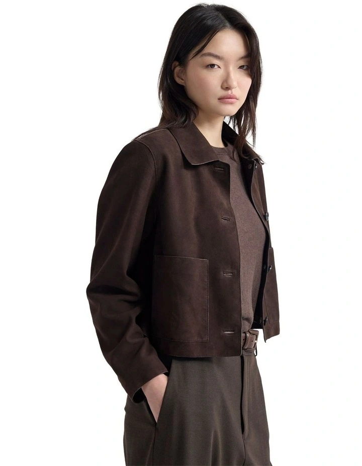 Jayde Suede Jacket in Chocolate image 3