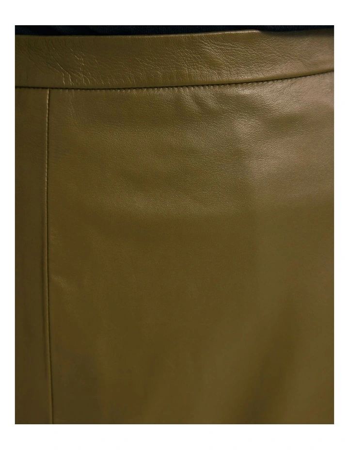 Lulu Leather Skirt in Olive image 6