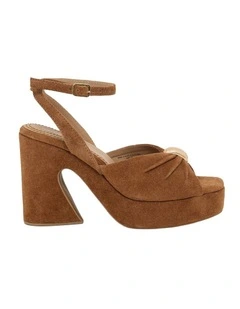 Nina Suede Platform Shoe in Camel