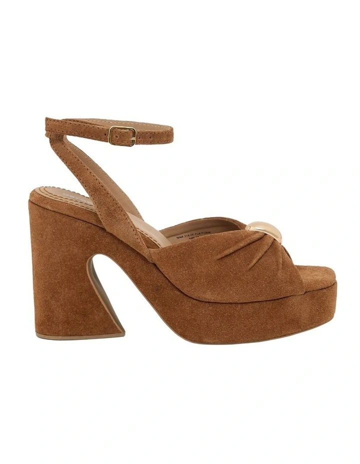 Nina Suede Platform Shoe in Camel image 1