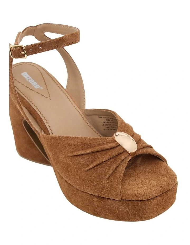 Nina Suede Platform Shoe in Camel image 4