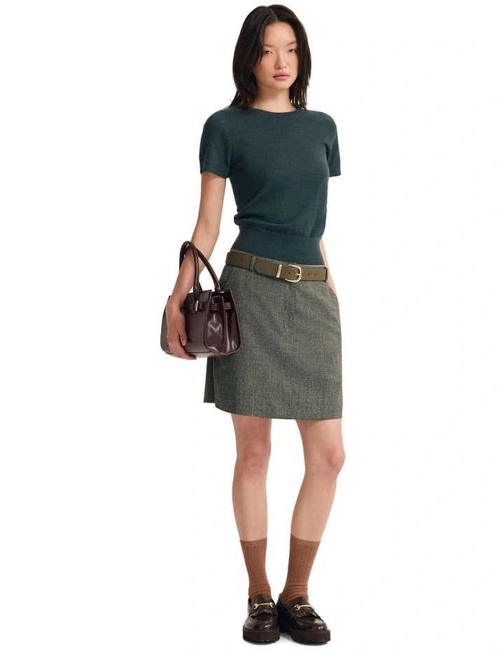 Grace Short Sleeve Merino Knit Jumper in Forest image 5