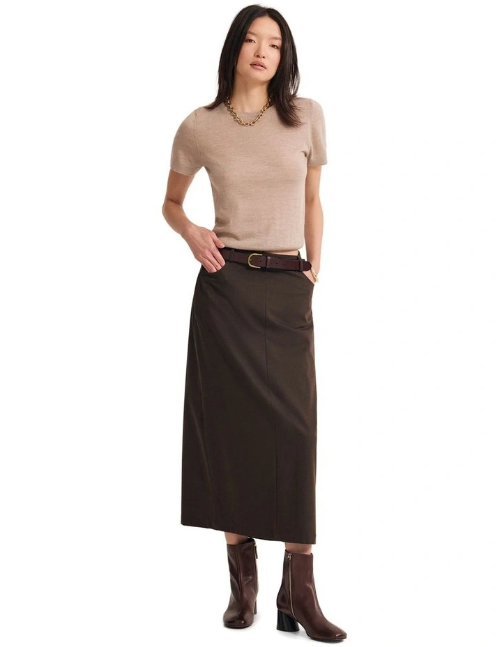 Grace Short Sleeve Merino Knit Jumper in Oatmeal image 5