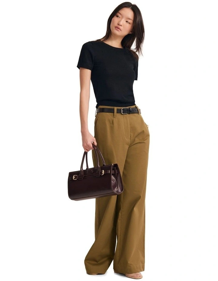 Grace Short Sleeve Merino Knit Top in Black image 6