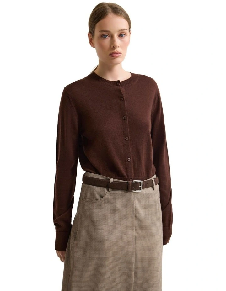 Lottie Merino Cardigan in Chestnut image 1