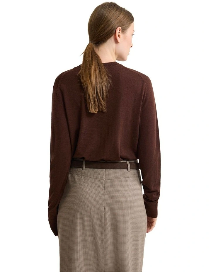 Lottie Merino Cardigan in Chestnut image 2