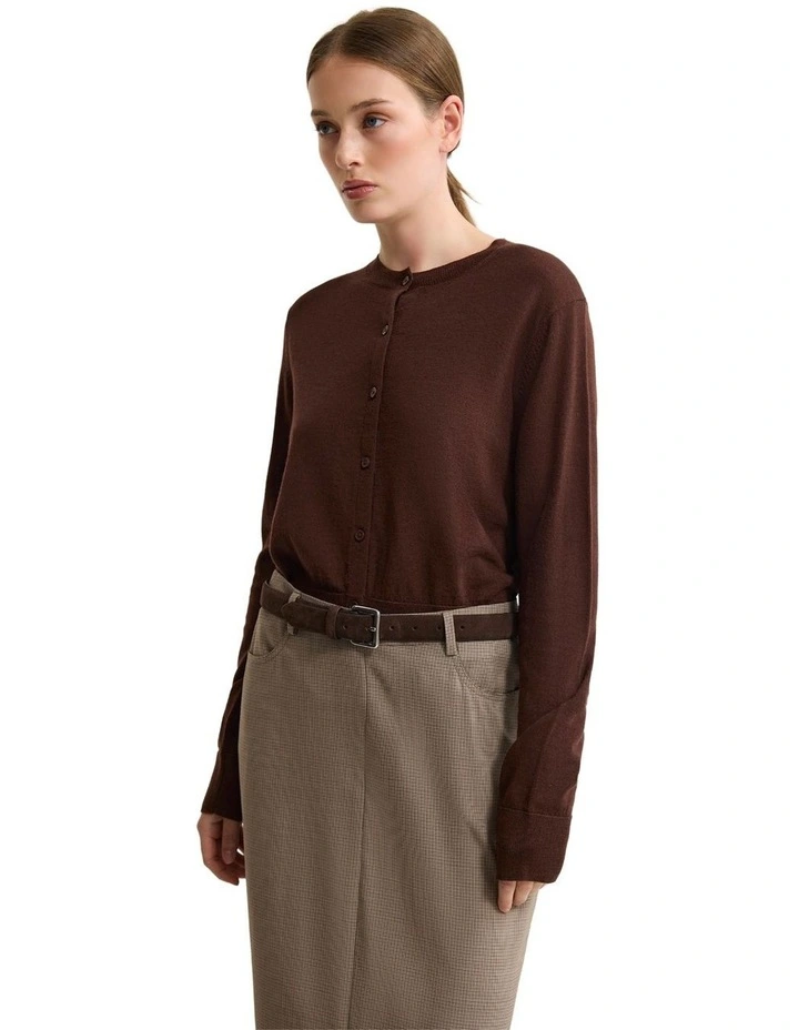 Lottie Merino Cardigan in Chestnut image 3