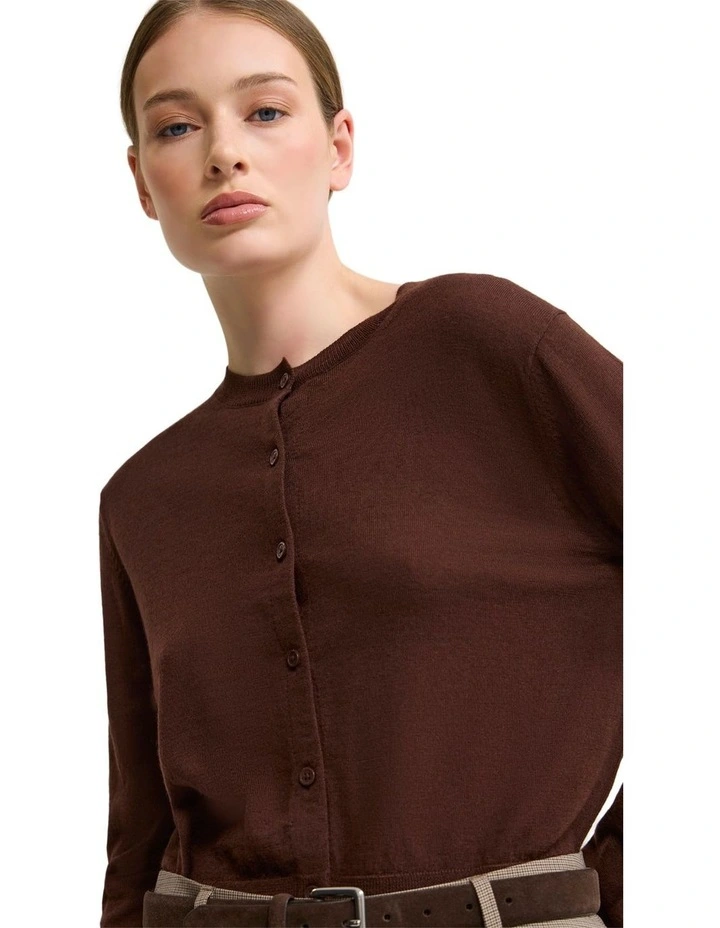 Lottie Merino Cardigan in Chestnut image 7